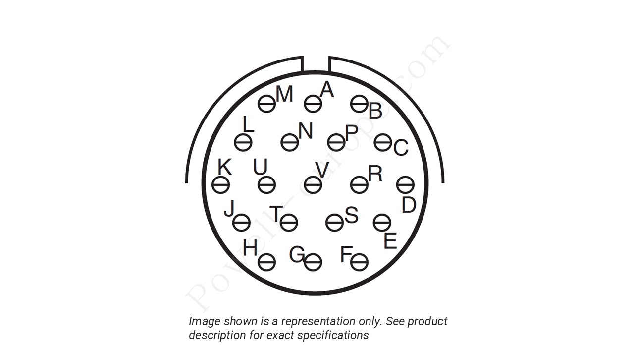 Image showing the insert arrangement and polarization of the Amphenol D38999/20TD19PN