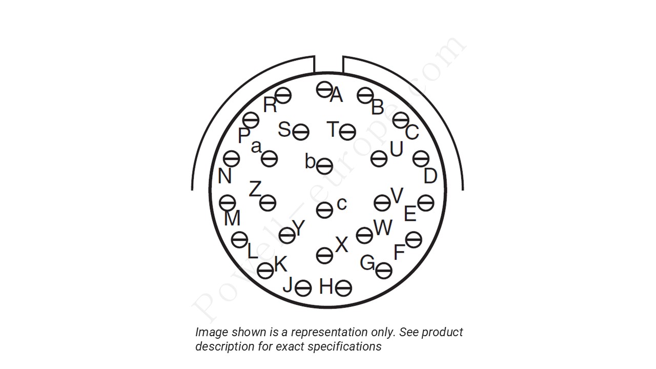 Image showing the insert arrangement and polarization of the Amphenol D38999/20TE26PN
