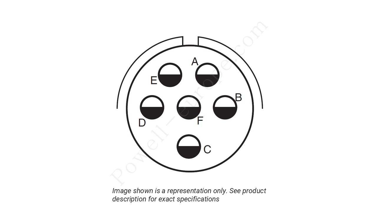 Image showing the insert arrangement and polarization of the Amphenol D38999/20TE6PA(LC)