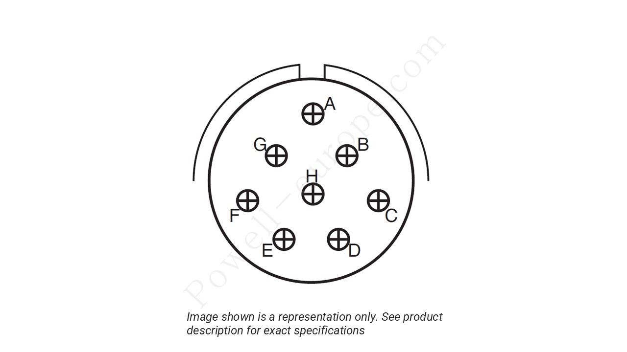 Image showing the insert arrangement and polarization of the Amphenol D38999/24TE8SN