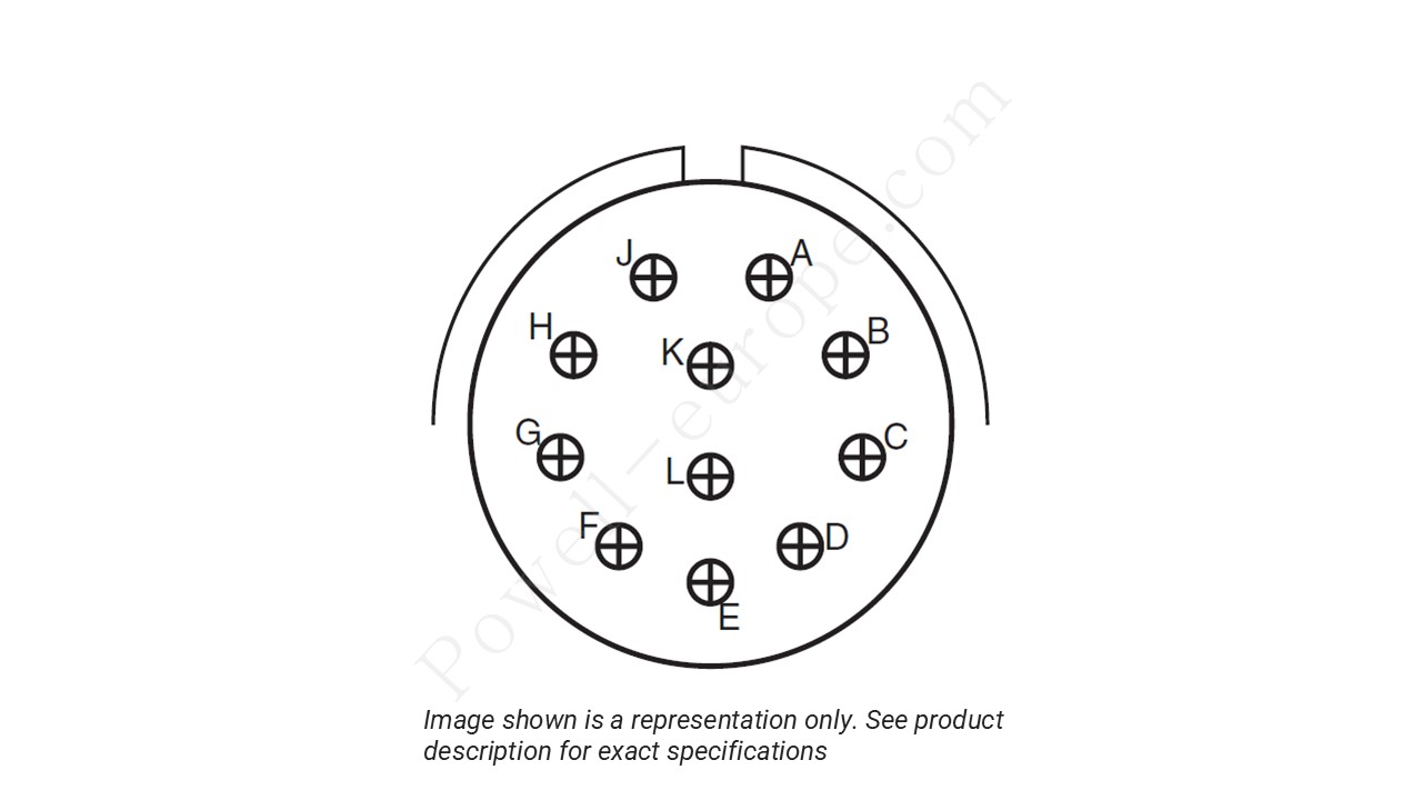 Image showing the insert arrangement and polarization of the Amphenol D38999/20MF11HA