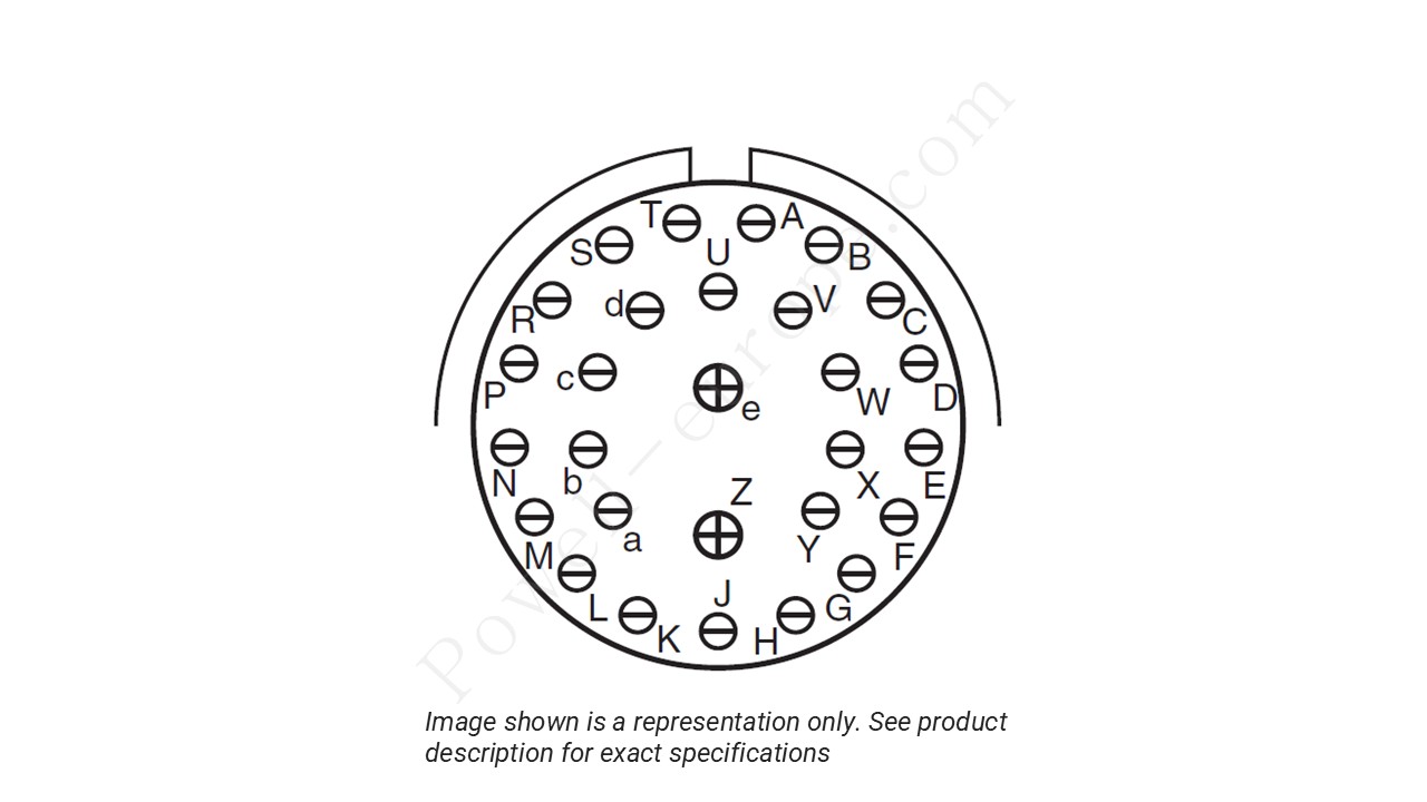 Image showing the insert arrangement and polarization of the Amphenol D38999/24TF28SN