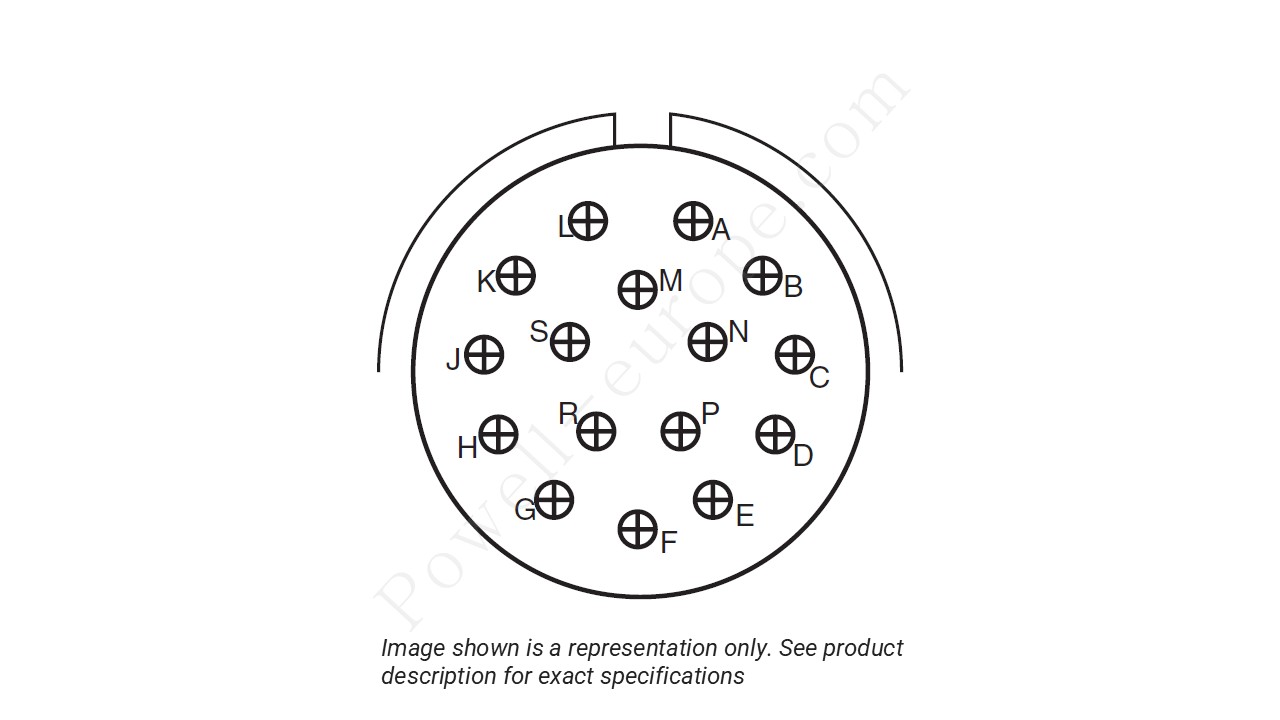 Image showing the insert arrangement and polarization of the Amphenol D38999/26TG16SN