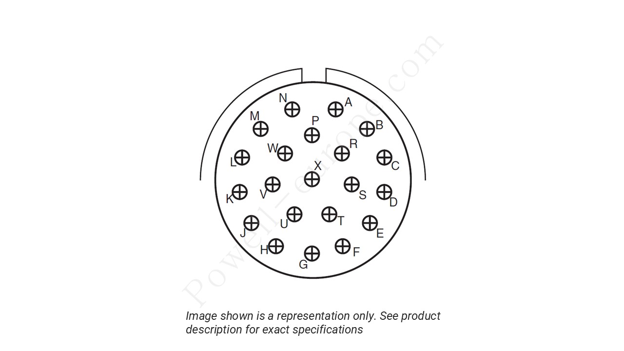 Image showing the insert arrangement and polarization of the Amphenol D38999/26TH21SN
