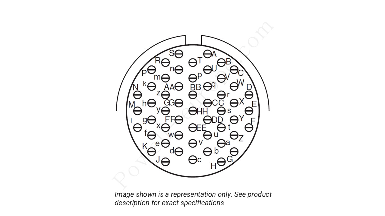 Image showing the insert arrangement and polarization of the Amphenol D38999/26TH53PN