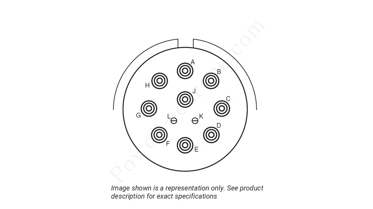Image showing the insert arrangement and polarization of the Amphenol D38999/24FJ11PA