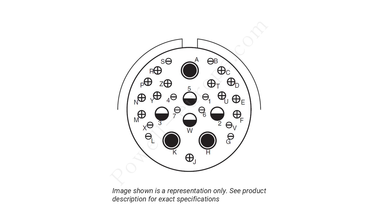 Image showing the insert arrangement and polarization of the Amphenol D38999/26TJ20PA