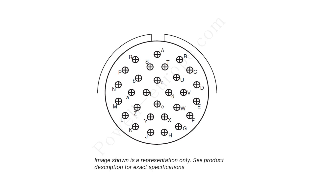 Image showing the insert arrangement and polarization of the Amphenol D38999/26TJ29PA