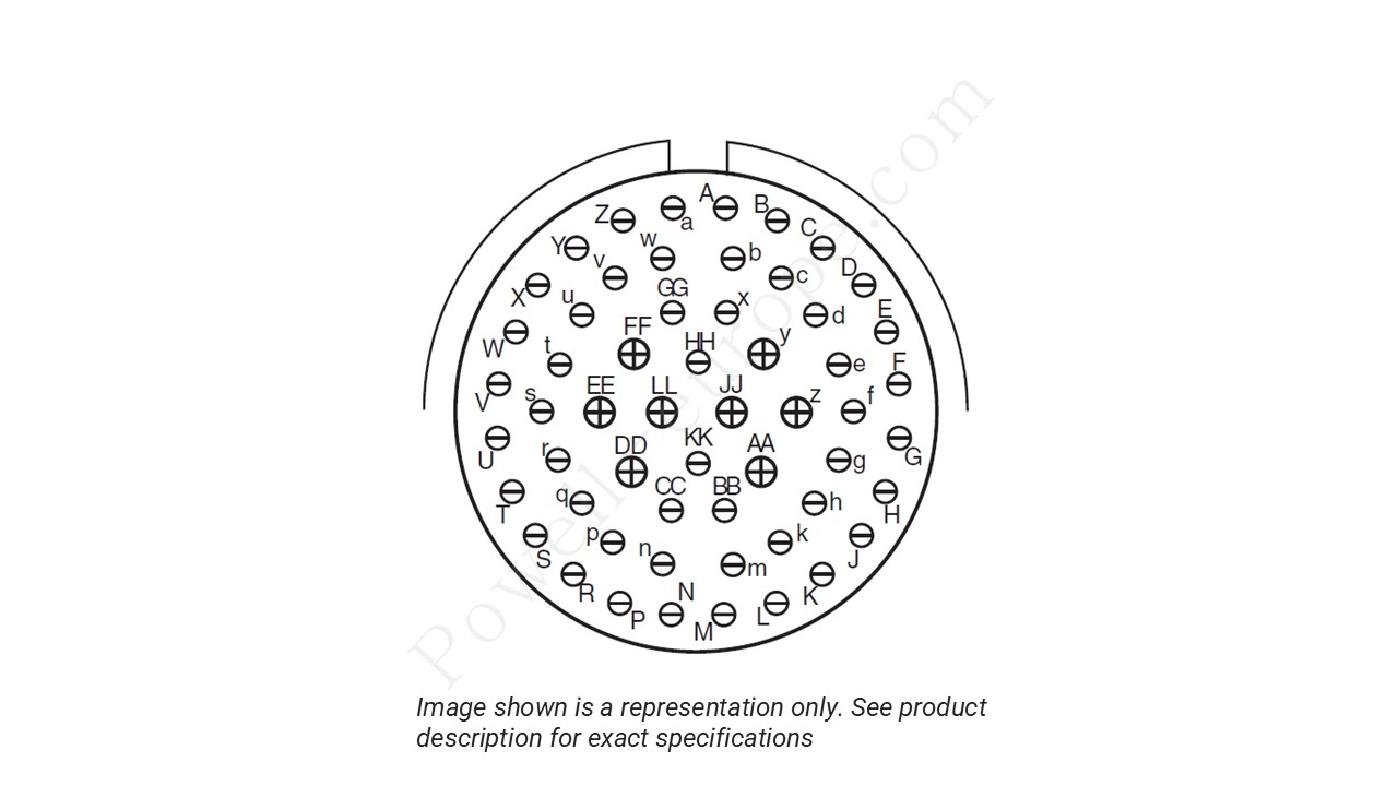 Image showing the insert arrangement and polarization of the Amphenol D38999/20TJ4PN