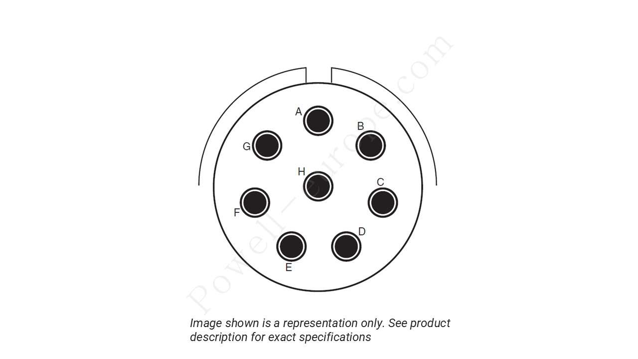 Image showing the insert arrangement and polarization of the Amphenol D38999/20TJ8BN