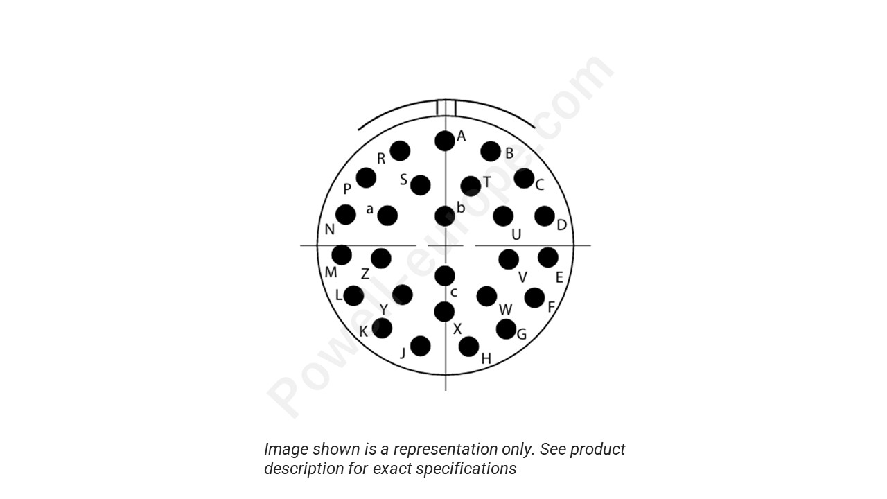 Image showing the insert arrangement and polarization of the Conesys D38999/26ZE26AA