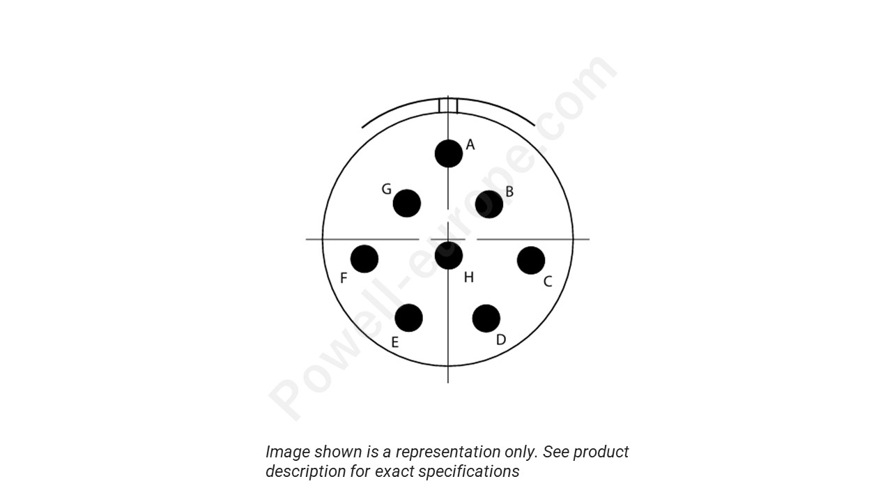 Image showing the insert arrangement and polarization of the Conesys D38999/26ZE8AA