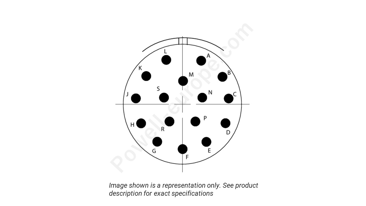 Image showing the insert arrangement and polarization of the Conesys D38999/26ZG16AN