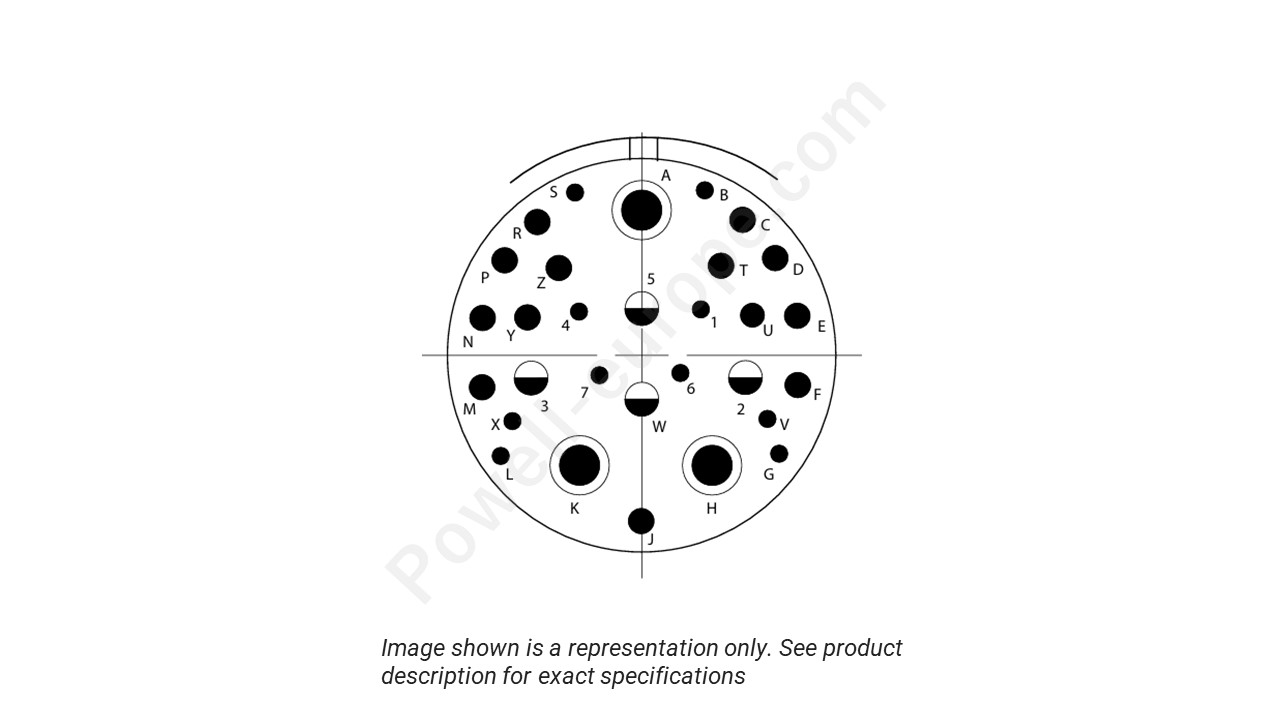 Image showing the insert arrangement and polarization of the Conesys D38999/26ZJ20AN