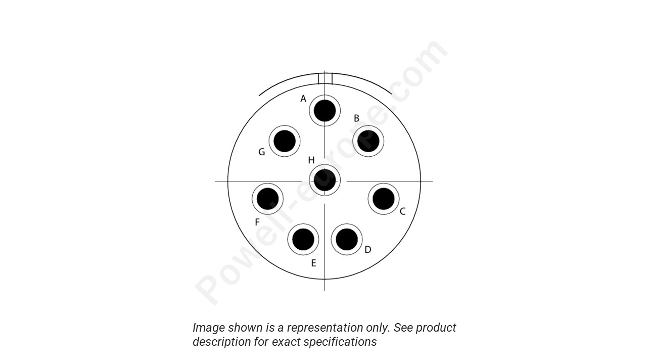 Image showing the insert arrangement and polarization of the Conesys D38999/26ZJ8AN