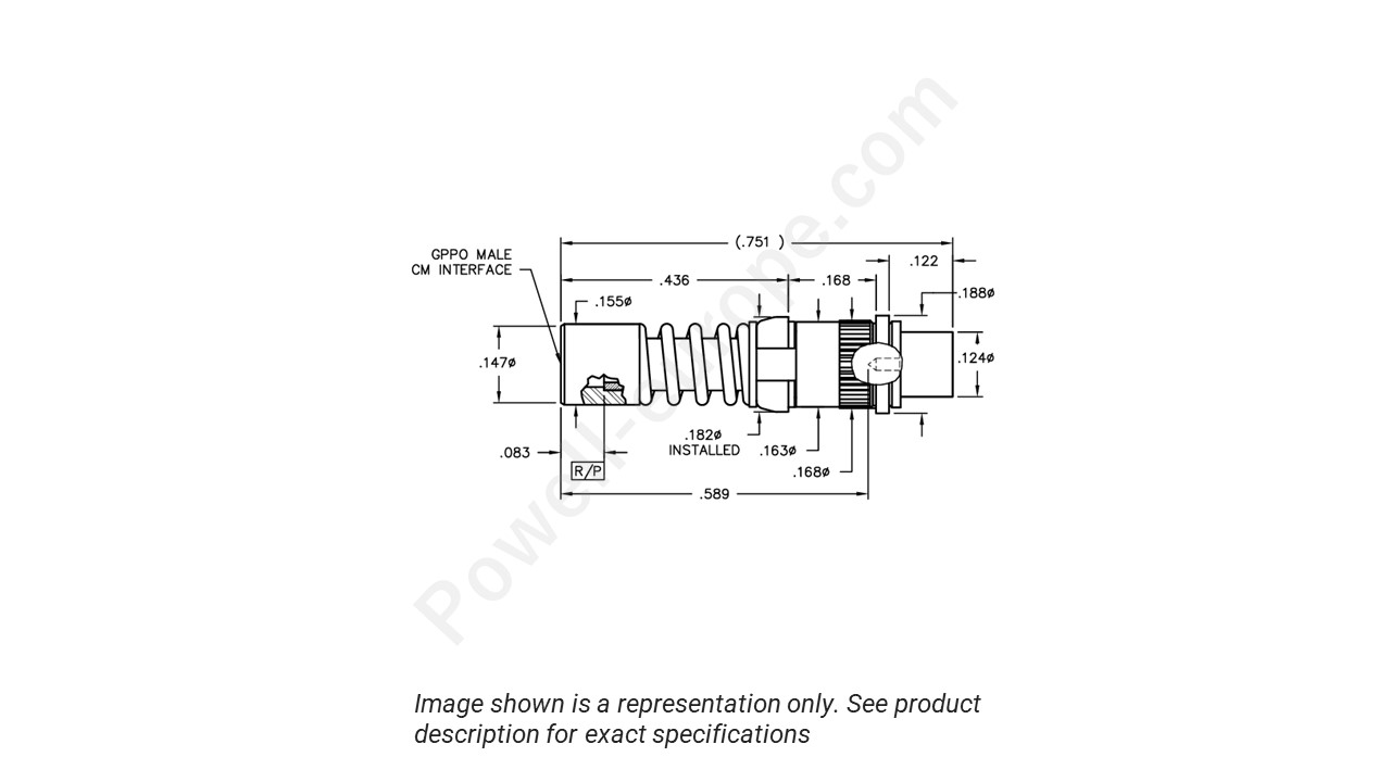 Image showing an extract of the 2D drawing of the Corning Gilbert 0118-928-4-CM