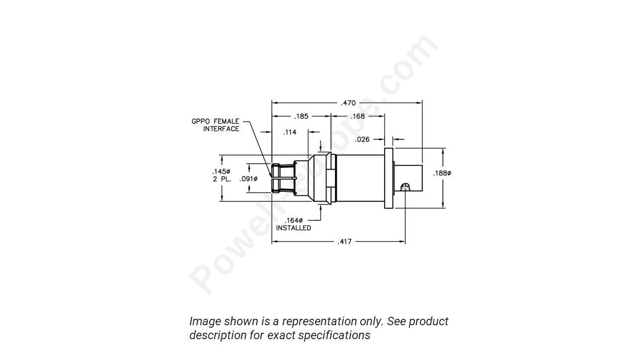 Image showing an extract of the 2D drawing of the Corning Gilbert 0118-961-4