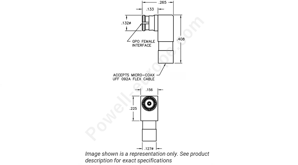 Image showing an extract of the 2D drawing of the Corning Gilbert 0119-303-1