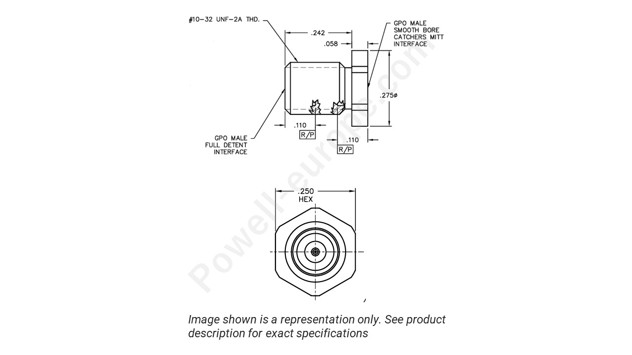 Image showing an extract of the 2D drawing of the Corning Gilbert 0119-502-3