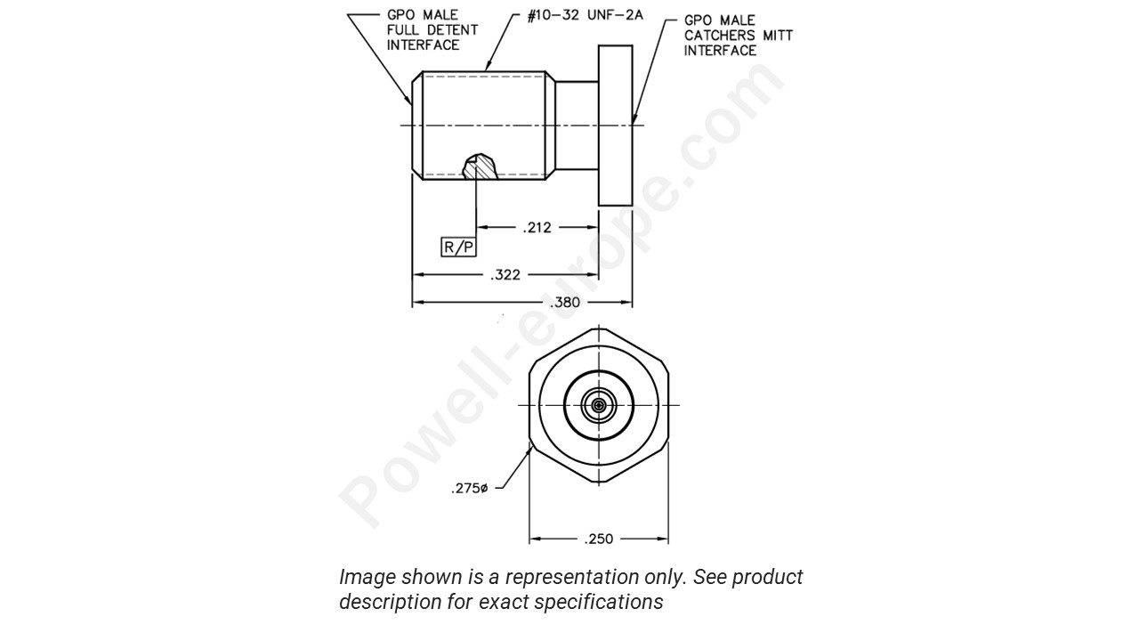 Image showing an extract of the 2D drawing of the Corning Gilbert 0119-632-3