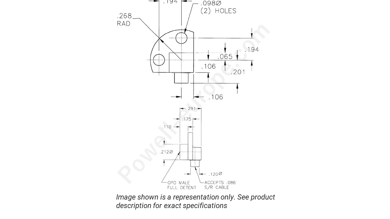Image showing an extract of the 2D drawing of the Corning Gilbert 0119-704-3-FD