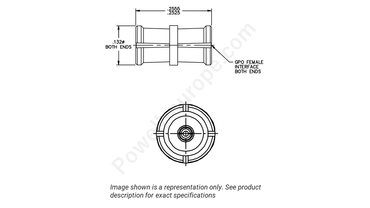 Image showing an extract of the 2D drawing of the Corning Gilbert 0119-945-1