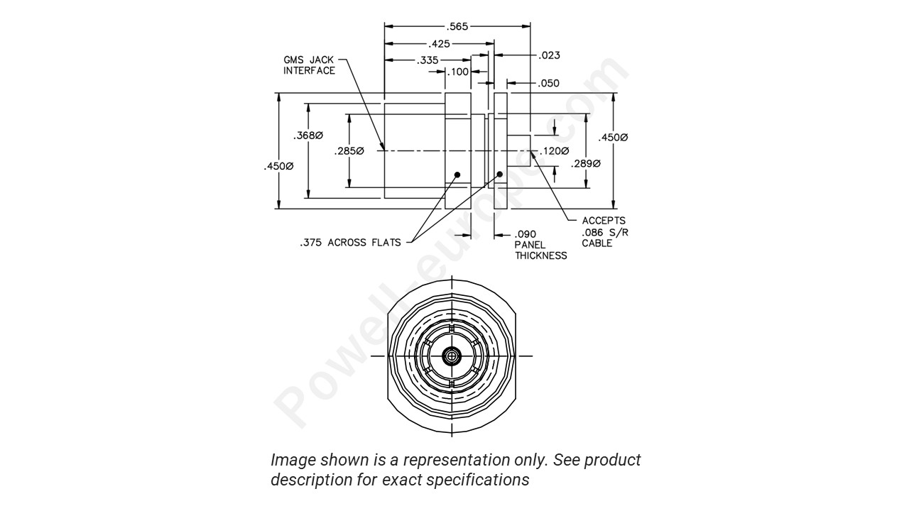 Image showing an extract of the 2D drawing of the Corning Gilbert 1804-218-1