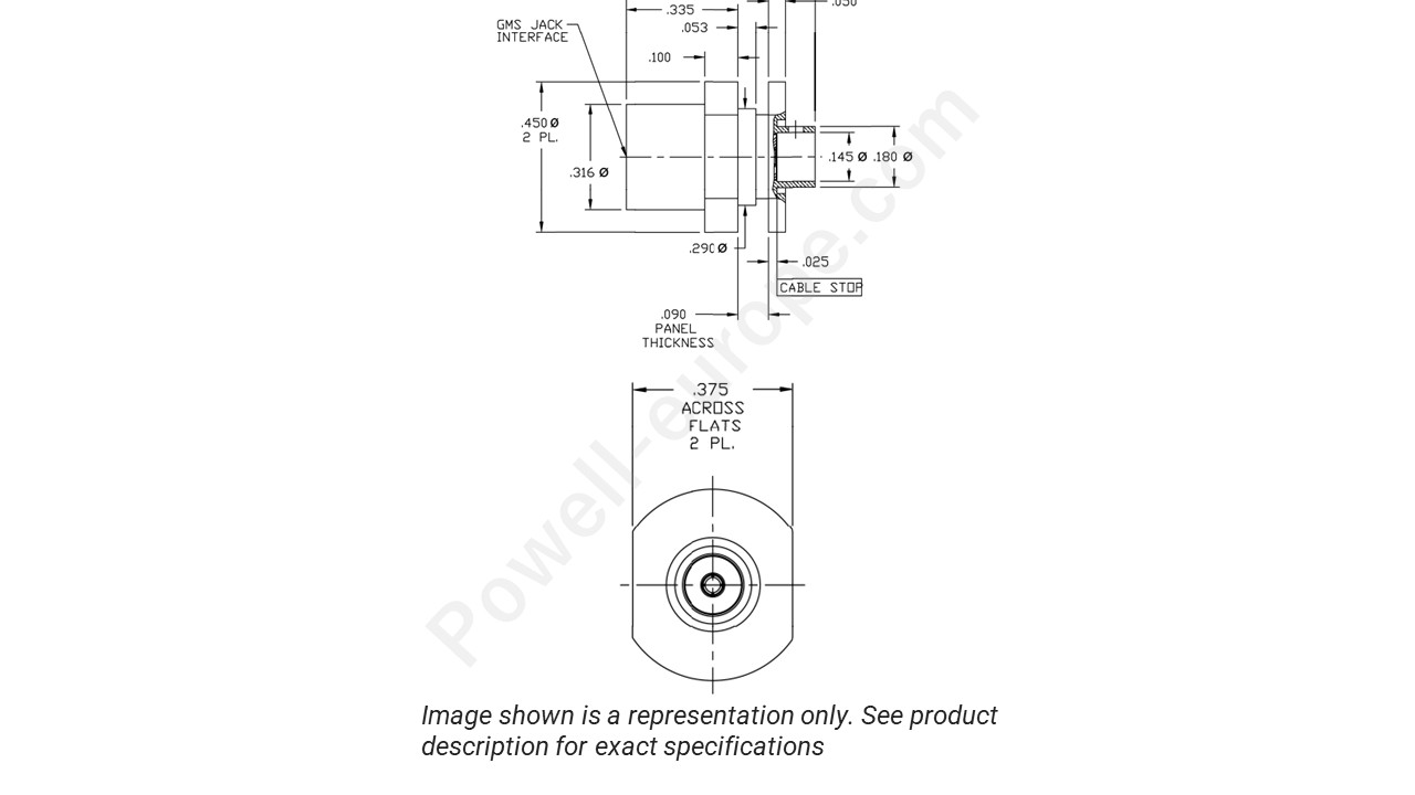 Image showing an extract of the 2D drawing of the Corning Gilbert 1804-223-1