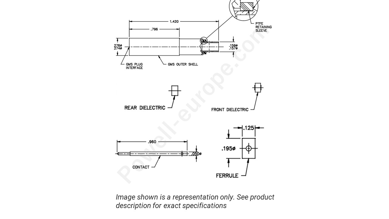 Image showing an extract of the 2D drawing of the Corning Gilbert 1890-007-1