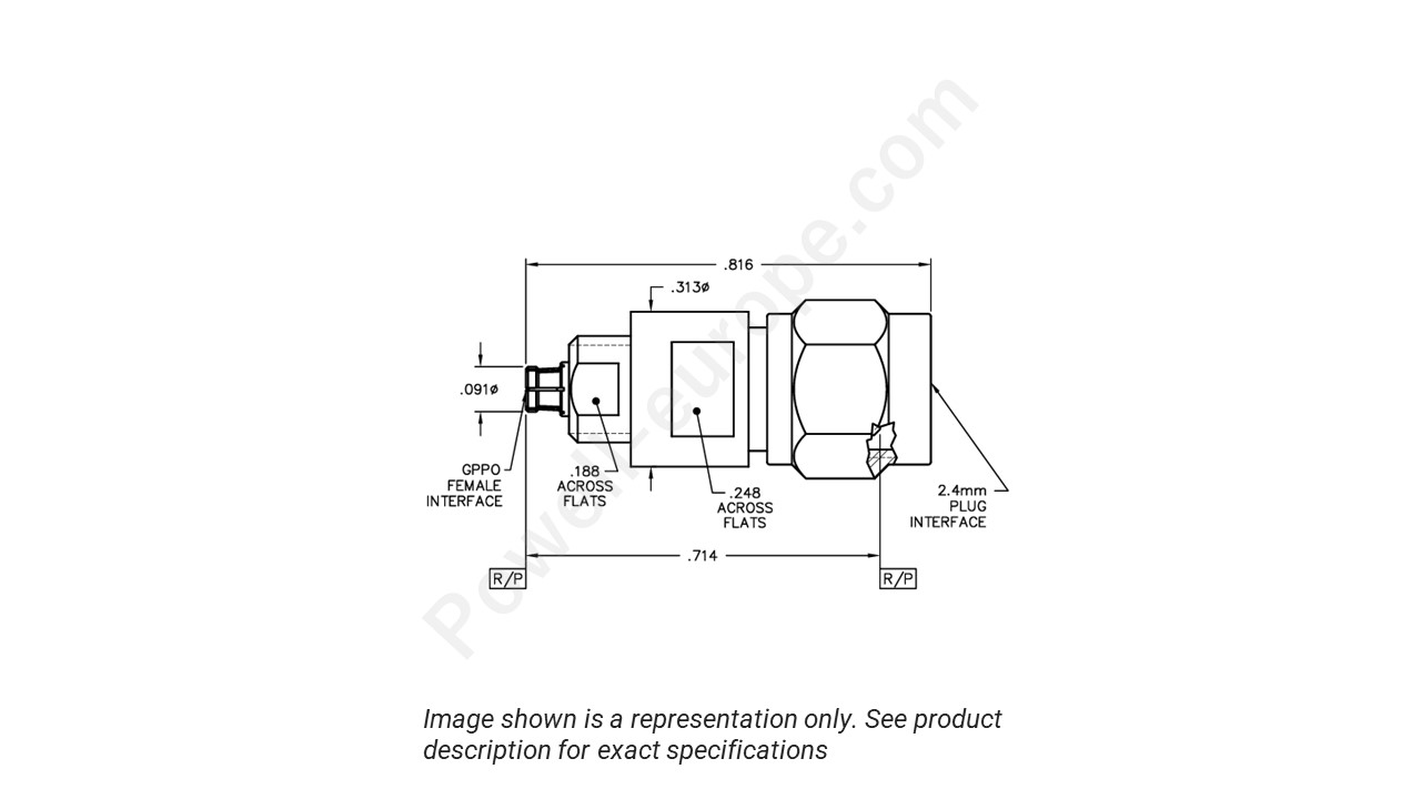 Image showing an extract of the 2D drawing of the Corning Gilbert 1B1C2-0501-01