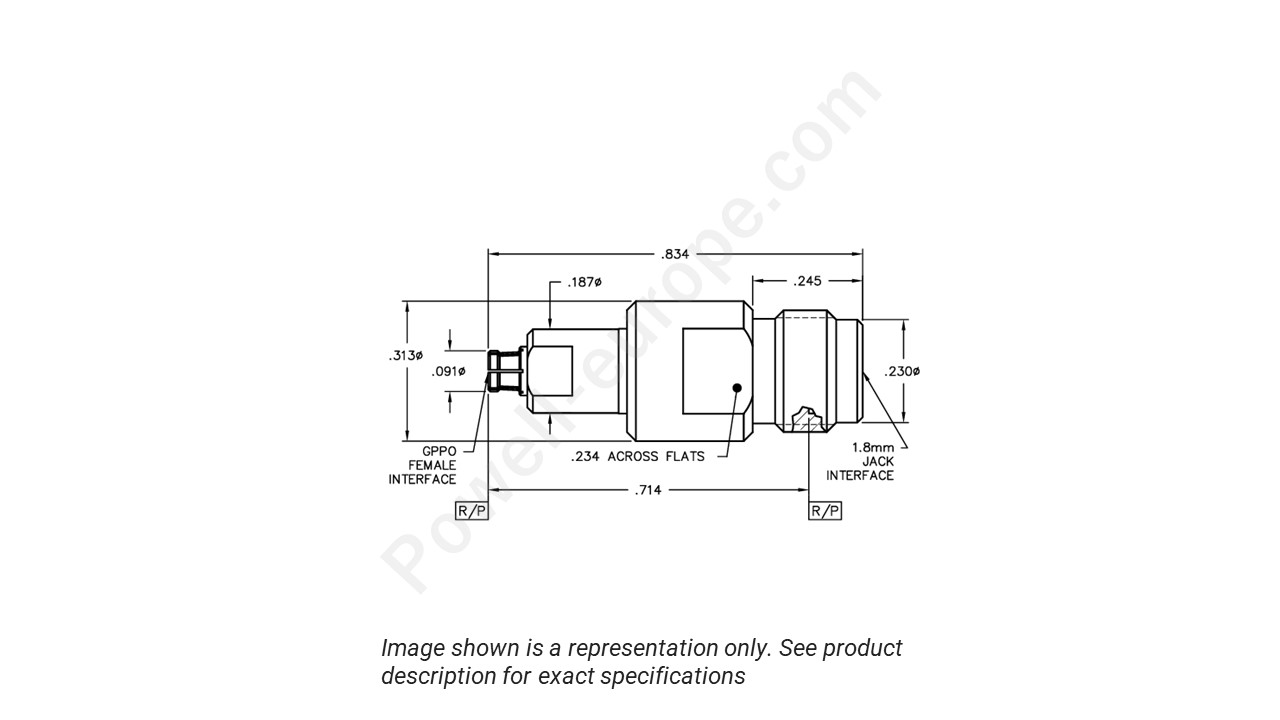 Image showing an extract of the 2D drawing of the Corning Gilbert 1B1M1-0509-01