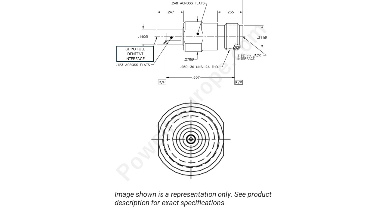 Image showing an extract of the 2D drawing of the Corning Gilbert 1B5D1-0503-01