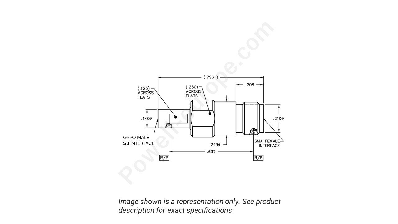 Image showing an extract of the 2D drawing of the Corning Gilbert 1B5F1-0503-01
