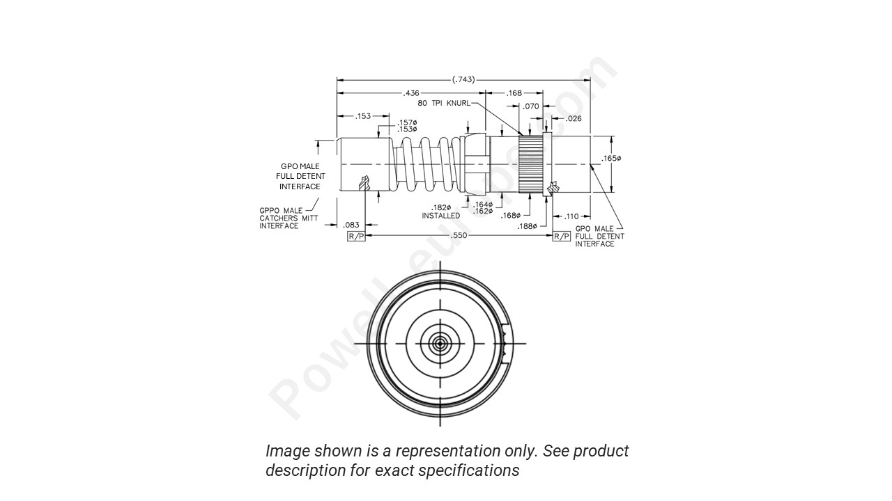 Image showing an extract of the 2D drawing of the Corning Gilbert 1B6A3-1543-01