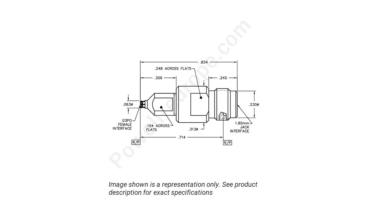 Image showing an extract of the 2D drawing of the Corning Gilbert 1R1M1-0509-01