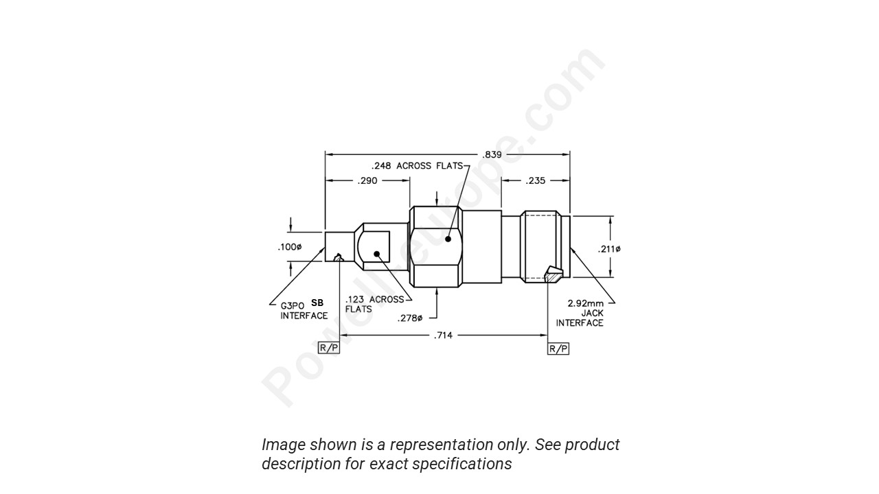 Image showing an extract of the 2D drawing of the Corning Gilbert 1R5D1-0503-01