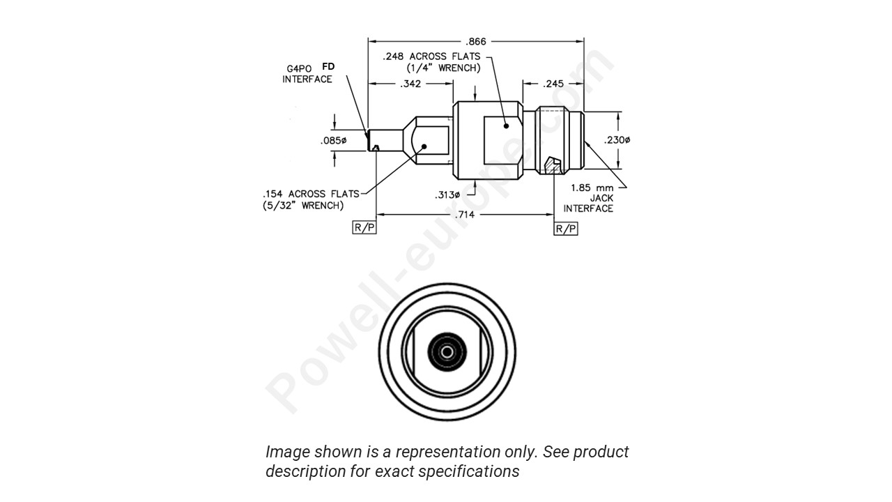 Image showing an extract of the 2D drawing of the Corning Gilbert 1S3M1-0503-01