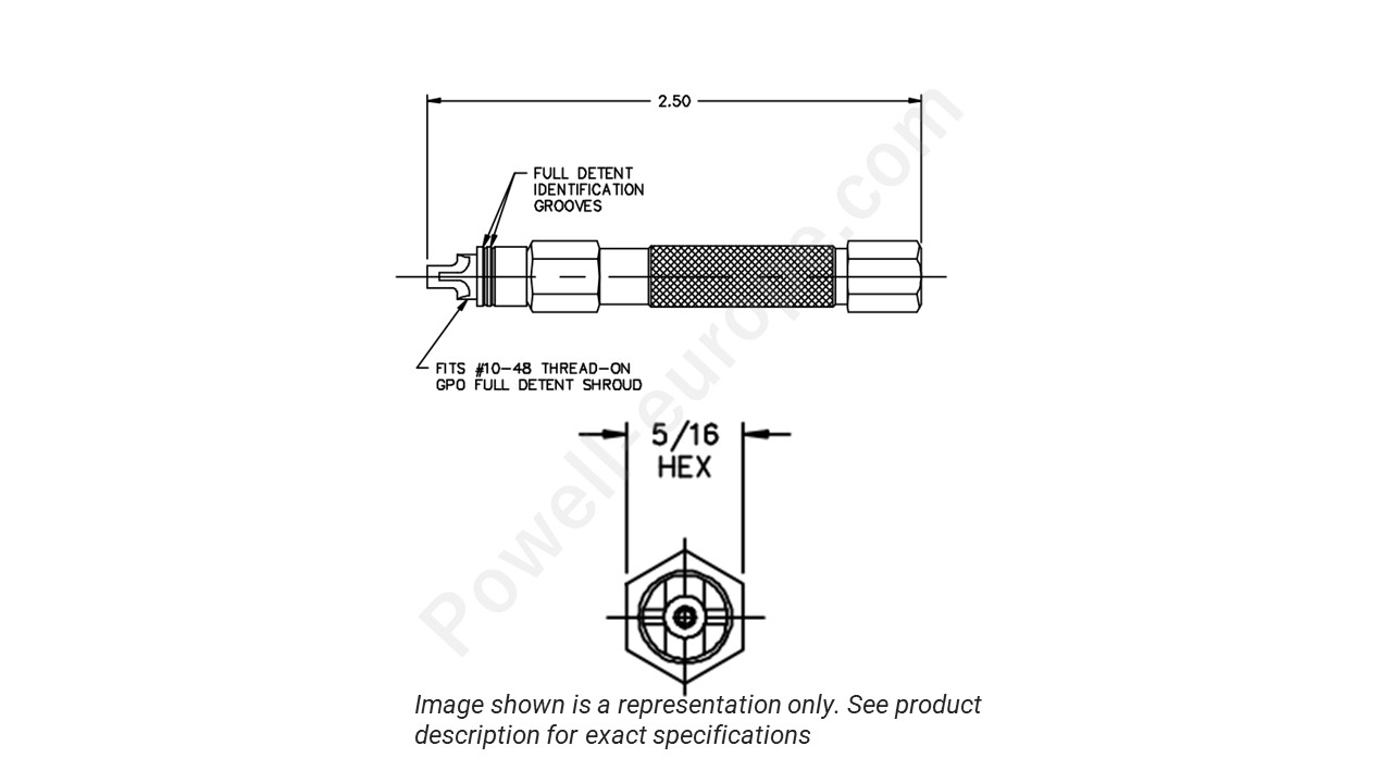 Image showing an extract of the 2D drawing of the Corning Gilbert 9001-972-0