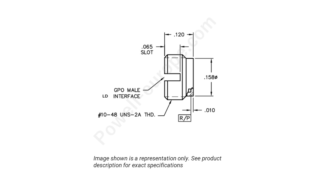 Image showing an extract of the 2D drawing of the Corning Gilbert A003-A24-01
