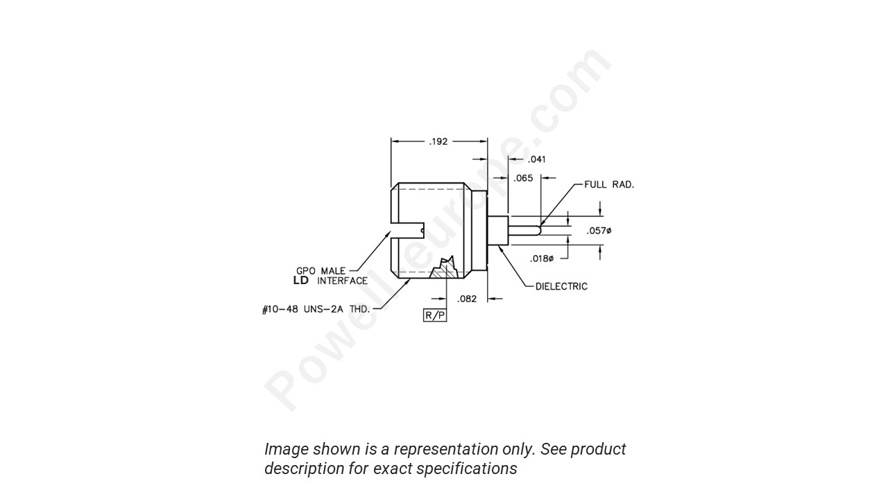 Image showing an extract of the 2D drawing of the Corning Gilbert A003-L34-02