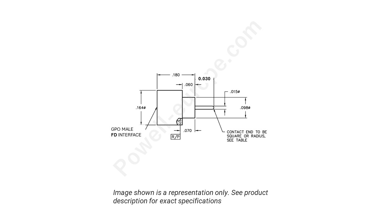 Image showing an extract of the 2D drawing of the Corning Gilbert A007-L43-01-030-R