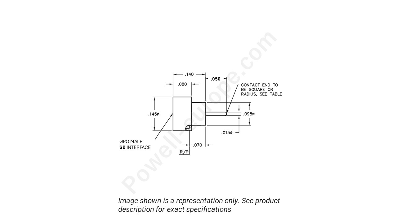 Image showing an extract of the 2D drawing of the Corning Gilbert A007-L45-02-050-S