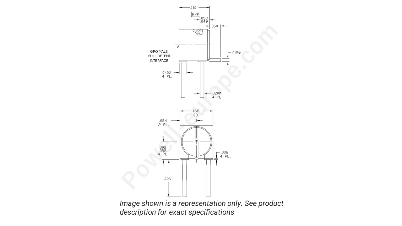 Image showing an extract of the 2D drawing of the Corning Gilbert A009-P93-01
