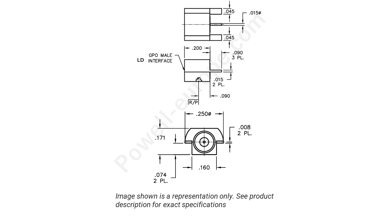 Image showing an extract of the 2D drawing of the Corning Gilbert A010-L14-02