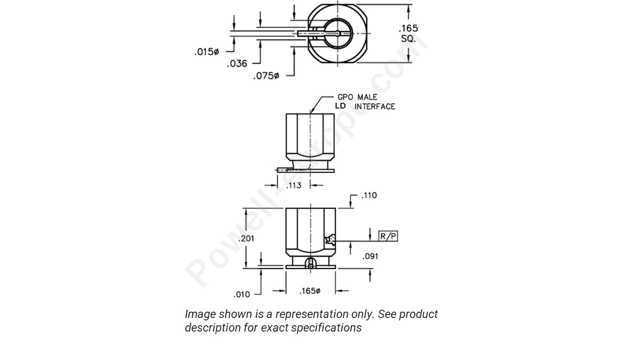 Image showing an extract of the 2D drawing of the Corning Gilbert A012-P94-01