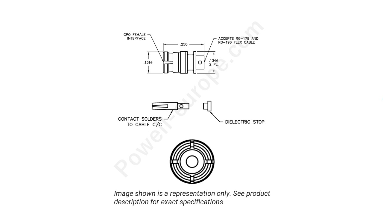 Image showing an extract of the 2D drawing of the Corning Gilbert A014-H71-01