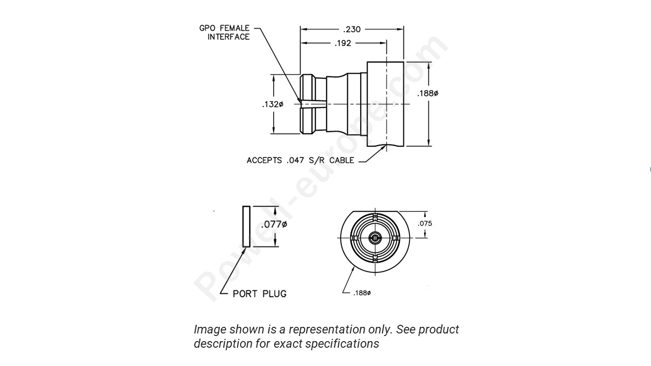 Image showing an extract of the 2D drawing of the Corning Gilbert A015-B11-02