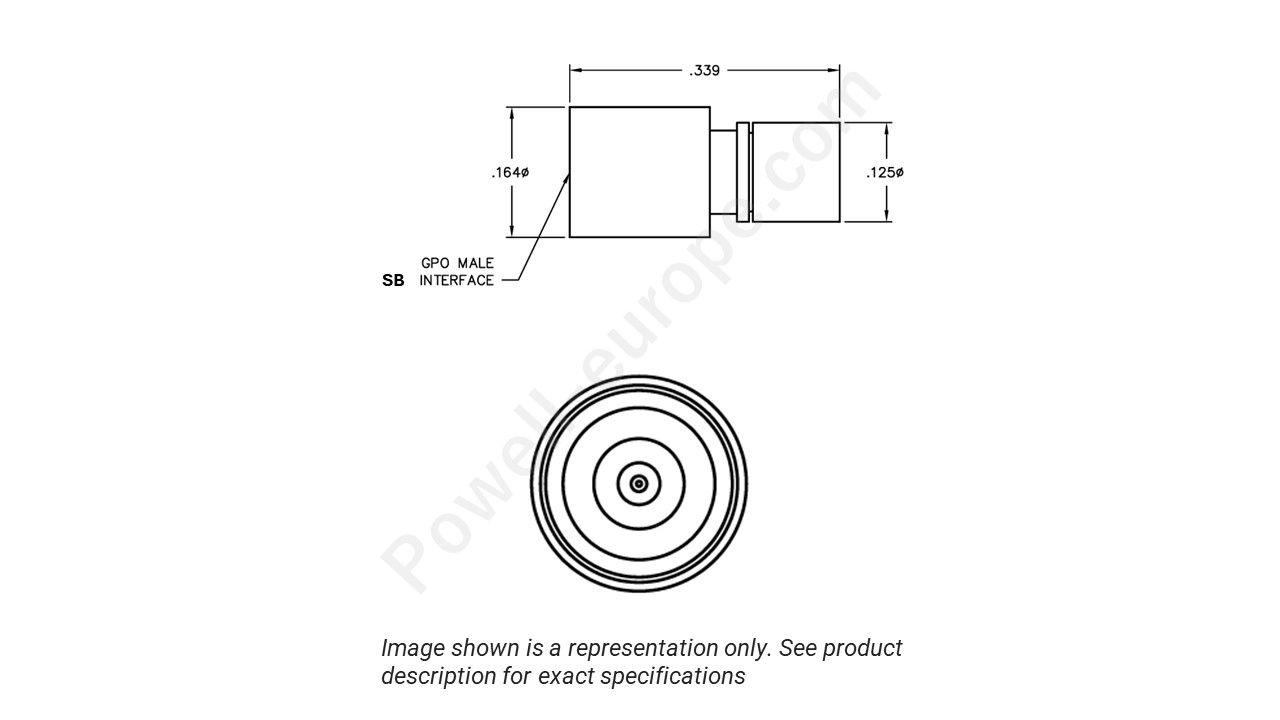 Image showing an extract of the 2D drawing of the Corning Gilbert A055-A15-01