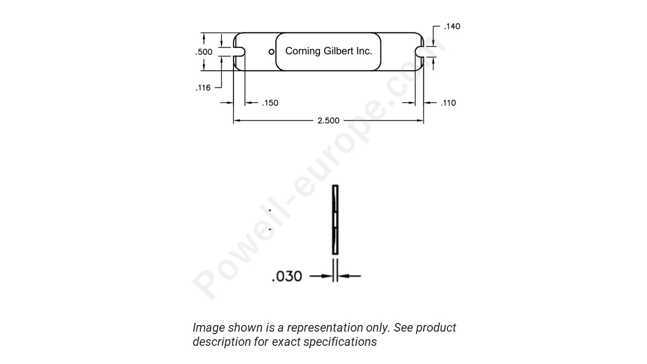 Image showing an extract of the 2D drawing of the Corning Gilbert A098-A99-02