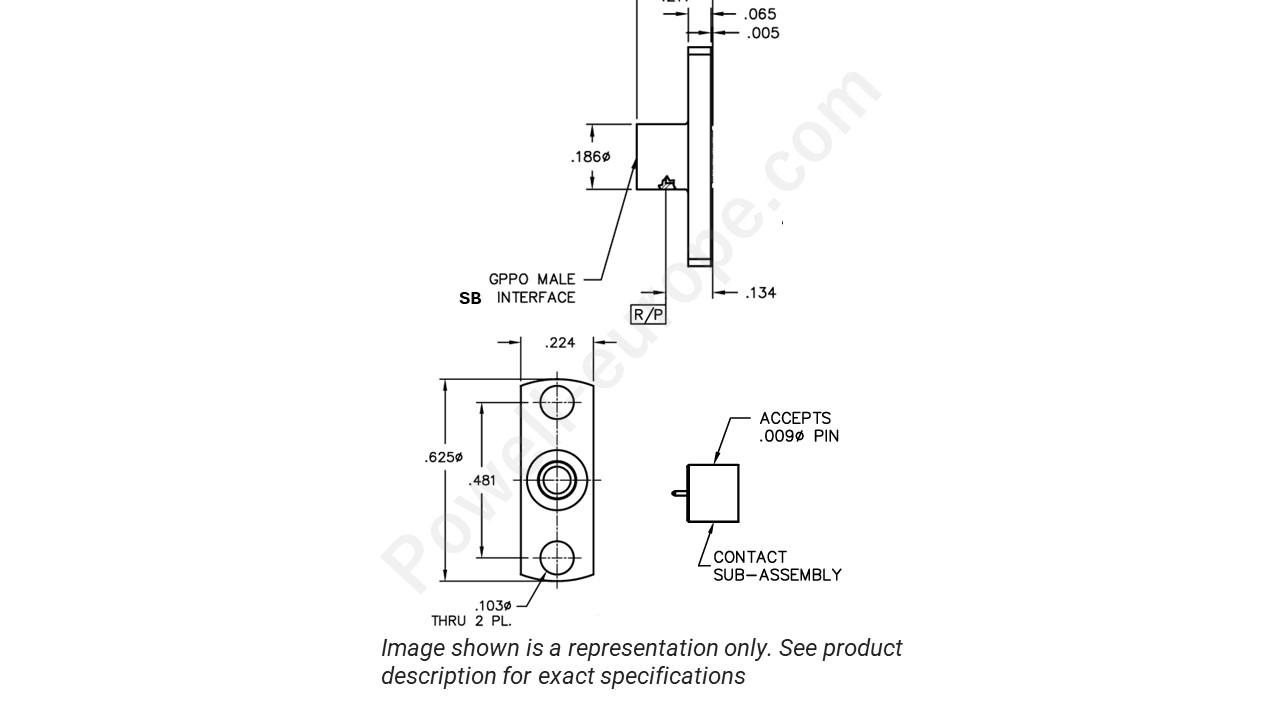 Image showing an extract of the 2D drawing of the Corning Gilbert B001-N35-01